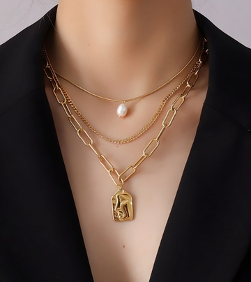 Pearl & Pendant Layered Necklace | 18k Gold