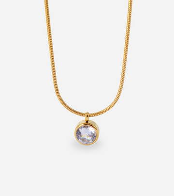 Snake Link Zirconia Necklace | 18k Gold