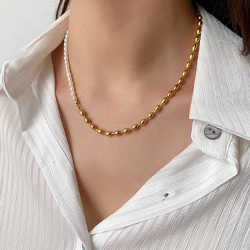 Bipartite Pearl Necklace | 18k Gold