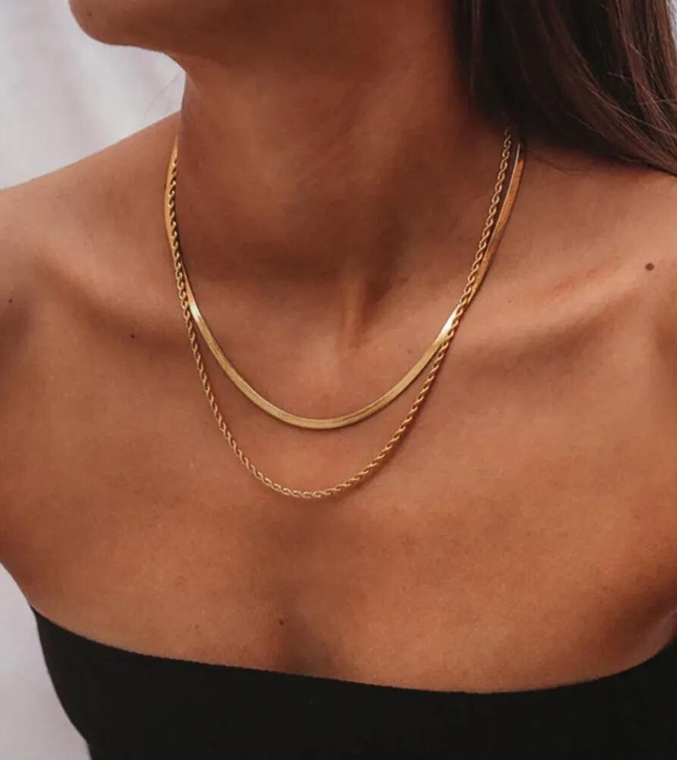 Layered 18k gold necklace deals
