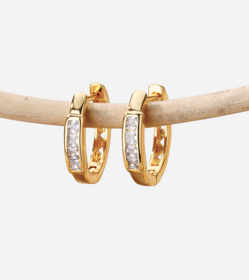 Zirconia Huggie Earrings | 18K Gold