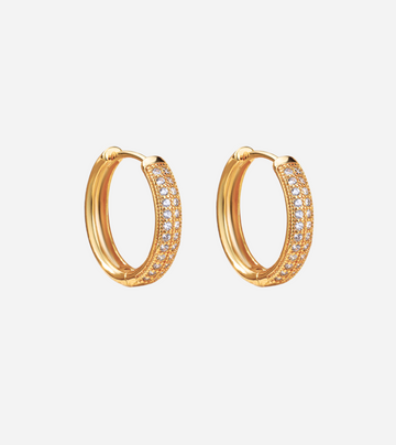 Zirconia Huggie Earrings | 18K Gold