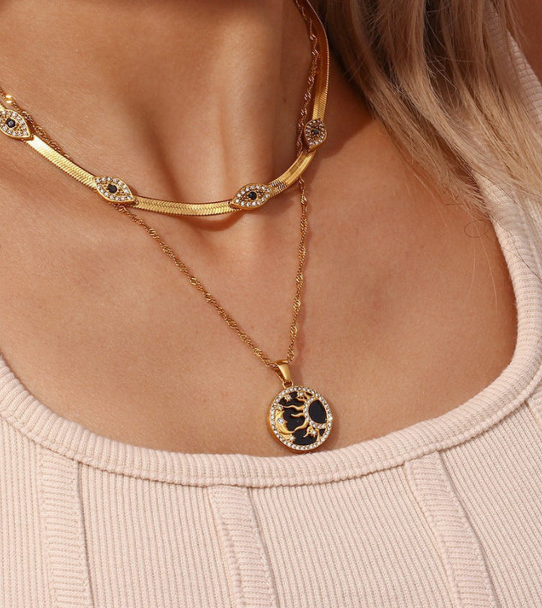 Celestial Pendant Necklace | 18k Gold