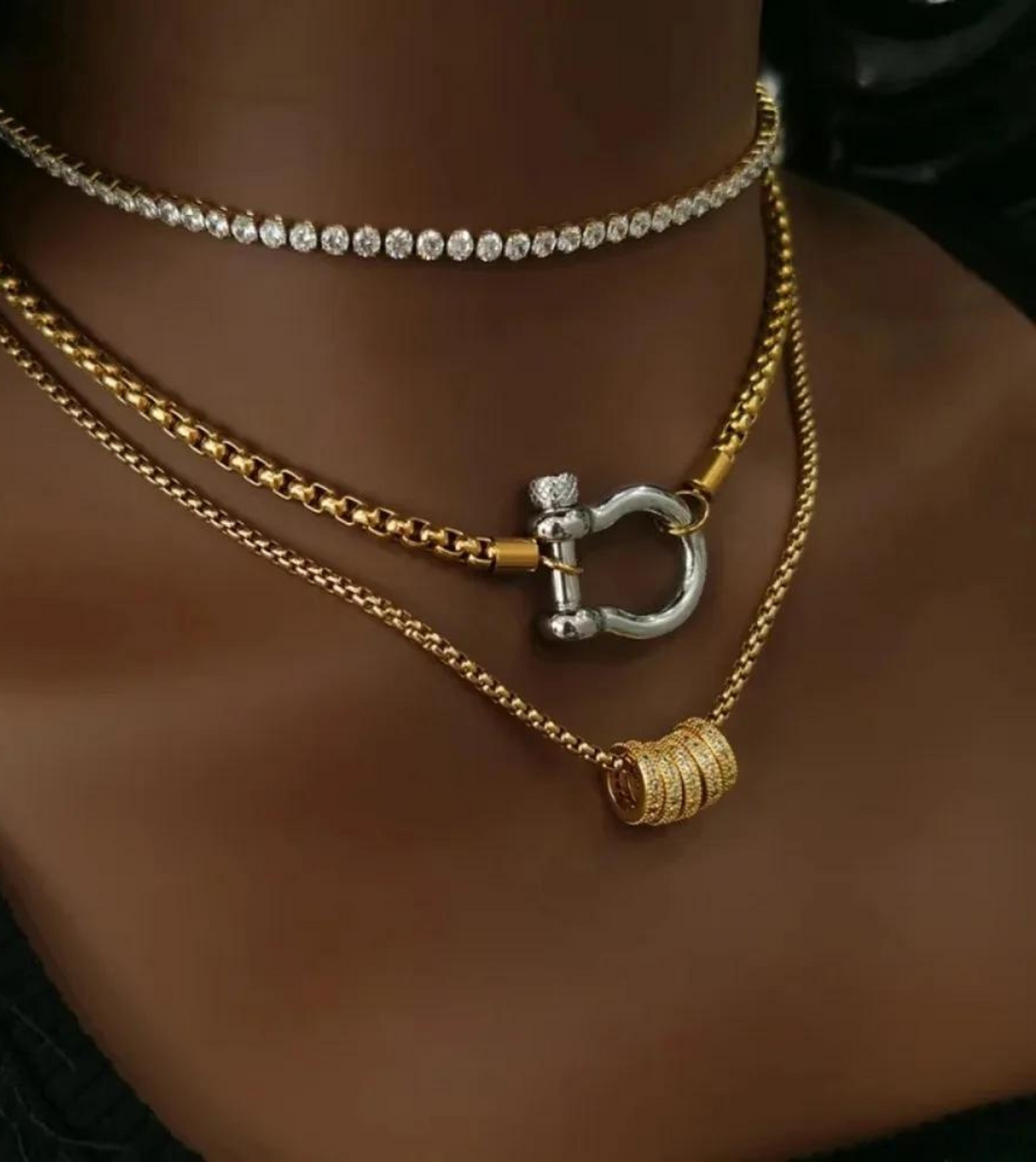 5 Ring Necklace | 18k Gold