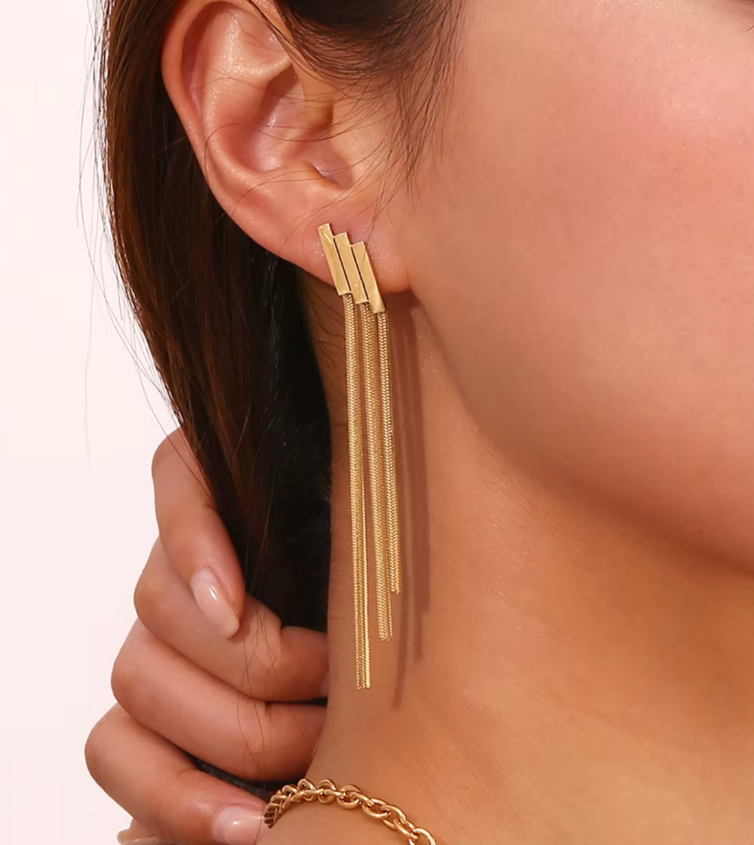 Trinity Tassel Earrings | 18k Gold