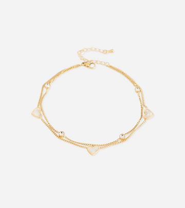 Layered Heart Anklet | 18k Gold