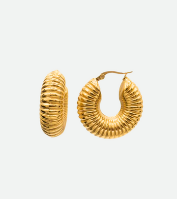 Siena Ridged Hoop Earrings | 18k Gold