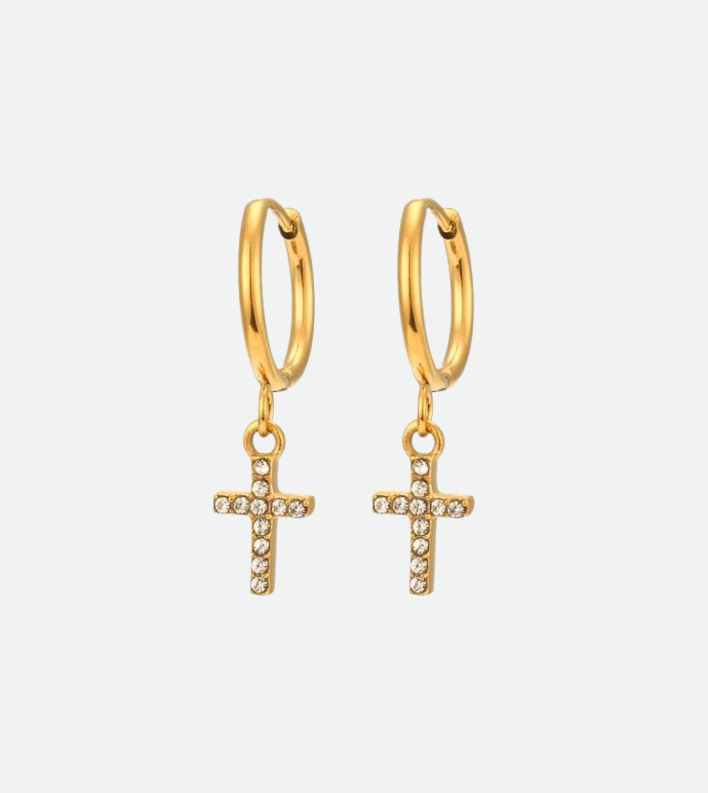 Cross CZ Huggies | 18k Gold