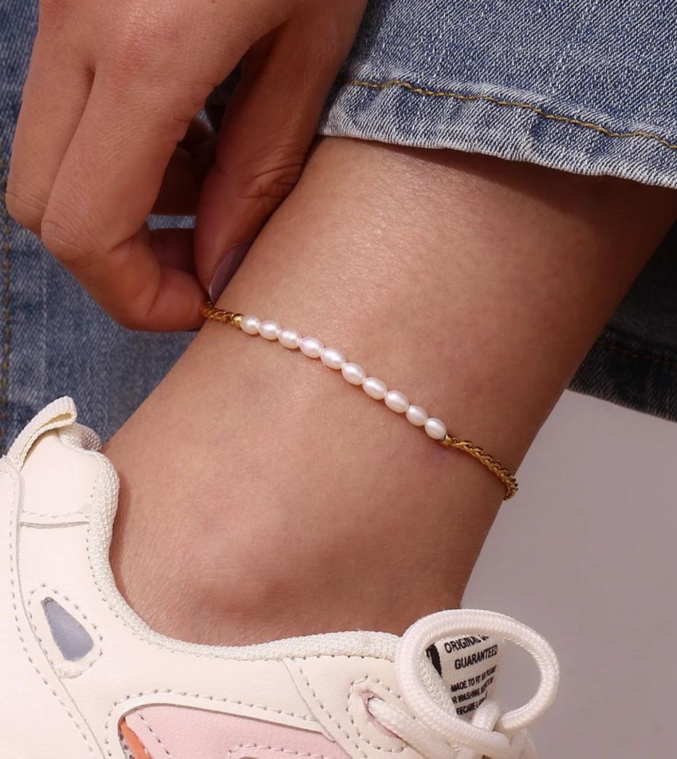 Pearl Bead Anklet | 18k Gold