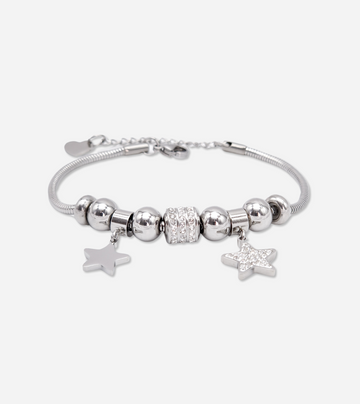 Snake Link Charm Bracelet | Silver