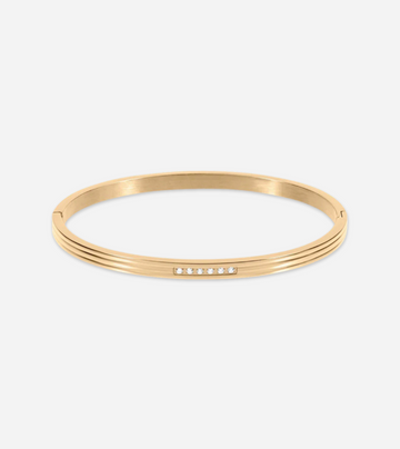 Valencia Bangle Ridged CZ | 18k Gold