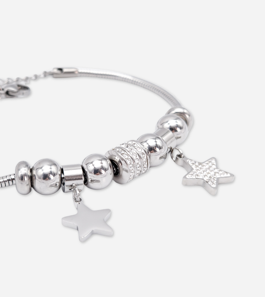 Snake Link Charm Bracelet | Silver