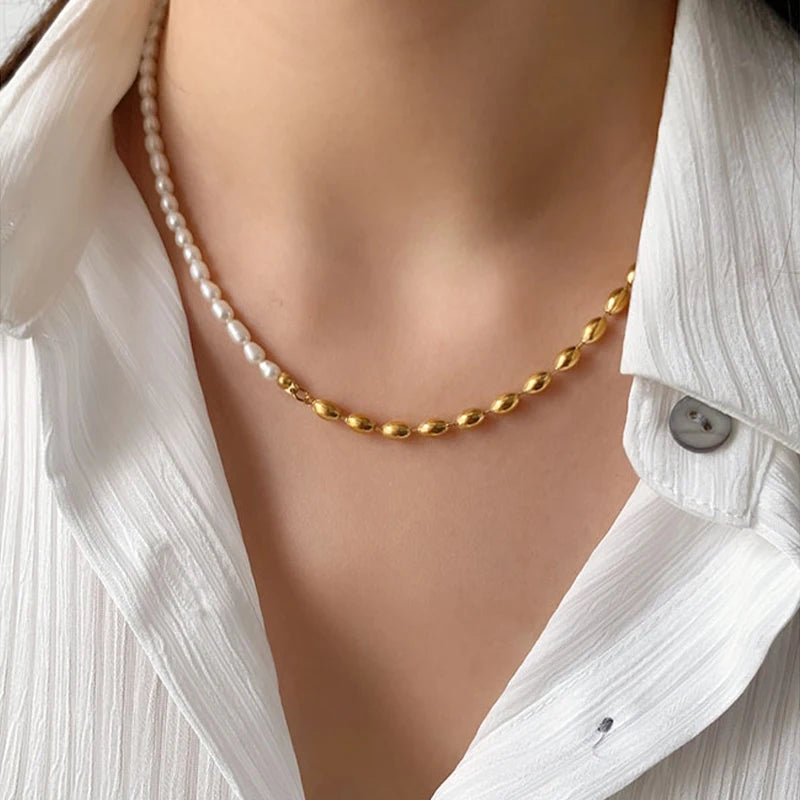 Bipartite Pearl Necklace | 18k Gold