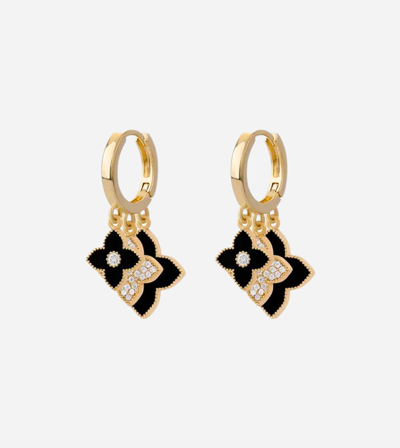 Clover Huggie Earrings | Gold & Silver