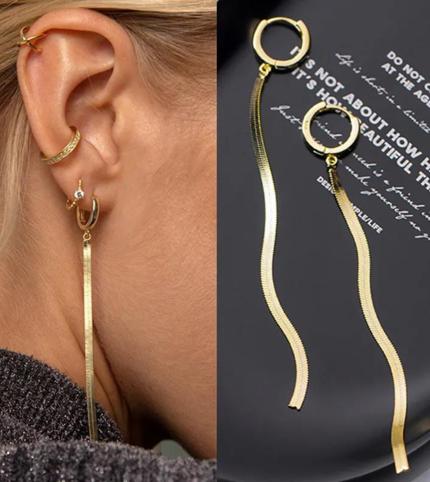 Snake Tassel Earrings | 18k Gold & Silver