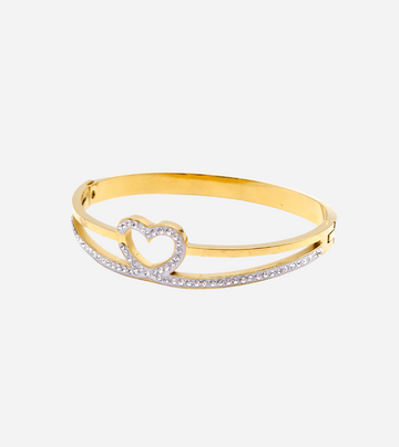 Crystal Heart Bangle | 14k Gold