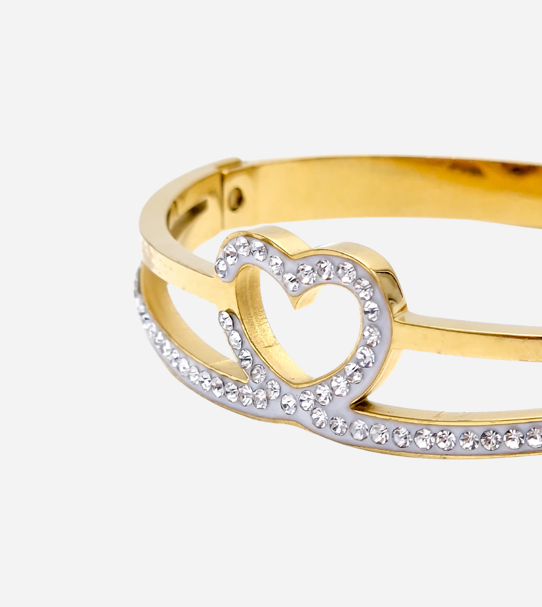 Crystal Heart Bangle | 14k Gold