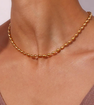 Oval Bead Necklace | 18k Gold