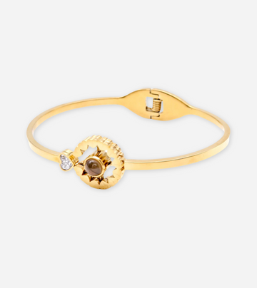 Projection Stone Bangle | 14k Gold