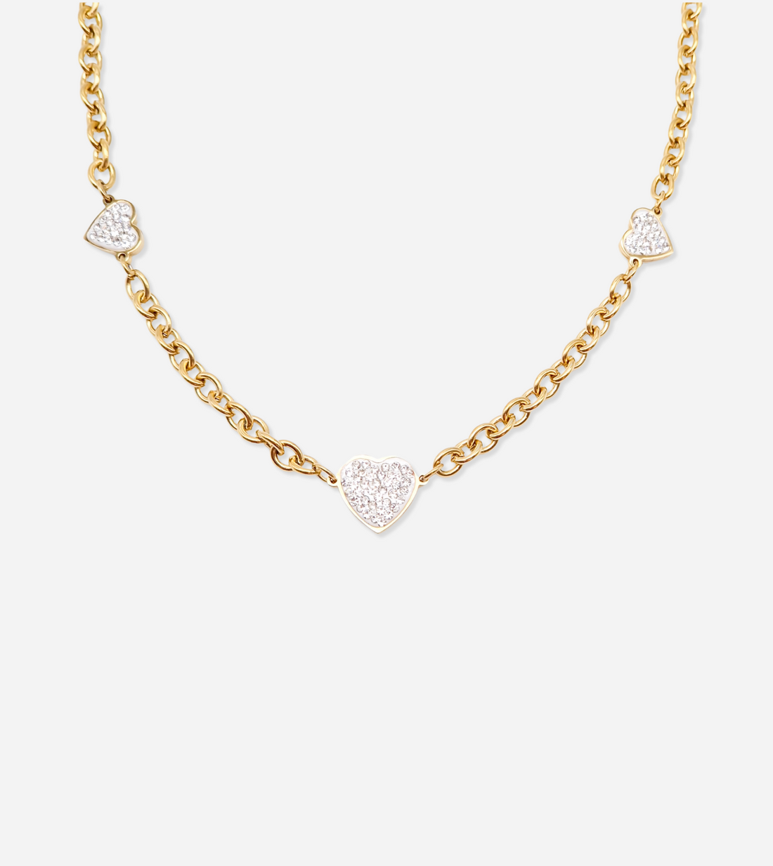 Crystal Heart Choker Necklace | Gold