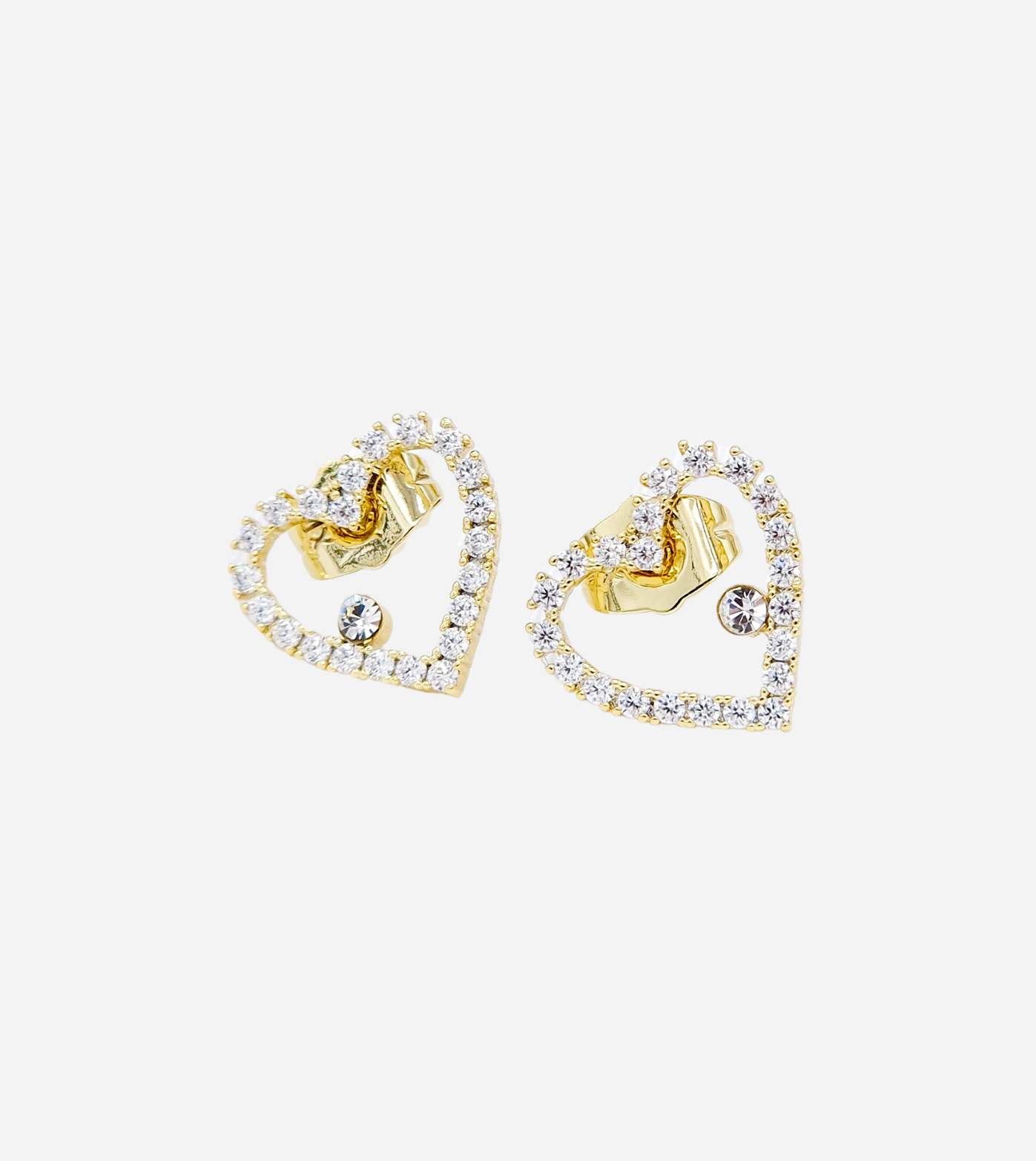 Crystal Heart Earrings | 14k Gold