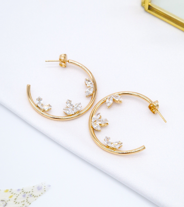 Crystal Hoop Earrings | Rose Gold