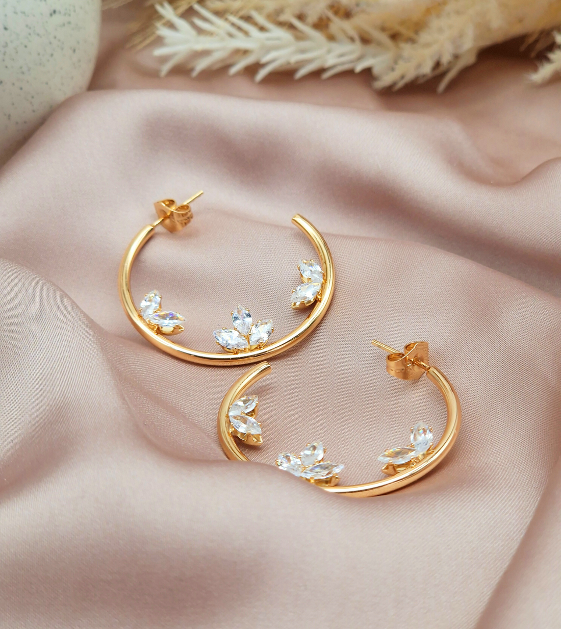 Crystal Hoop Earrings | Rose Gold