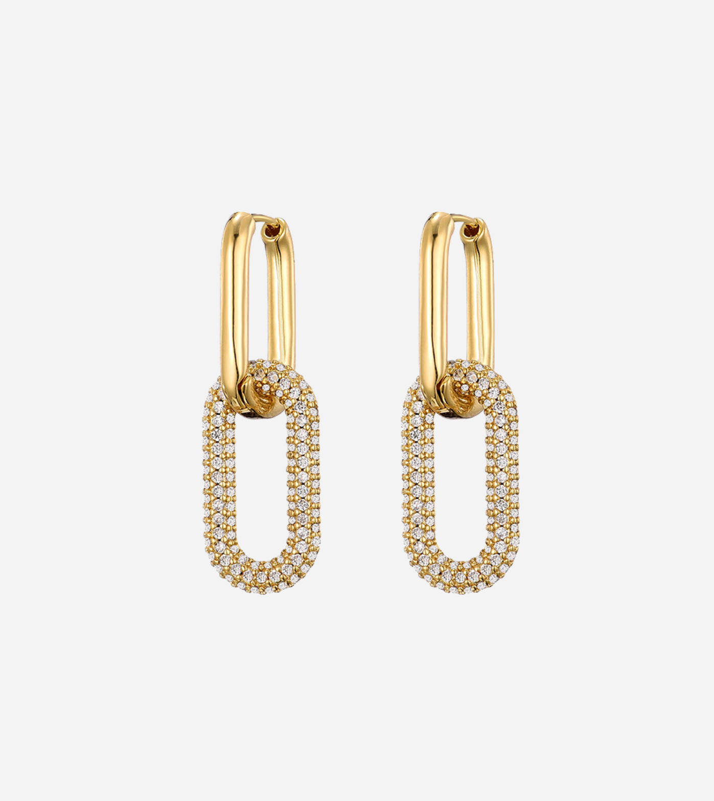 Oval Link Zirconia Earrings | 14k Gold