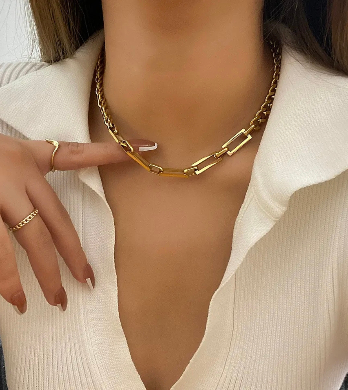 Chunky Bipartite Necklace | 18k Gold