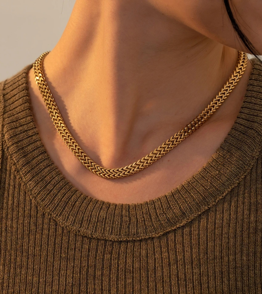 Chunky Box Necklace | 18k Gold