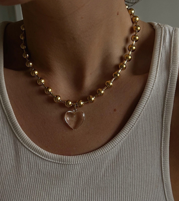 Crystal Heart Necklace | 18k Gold