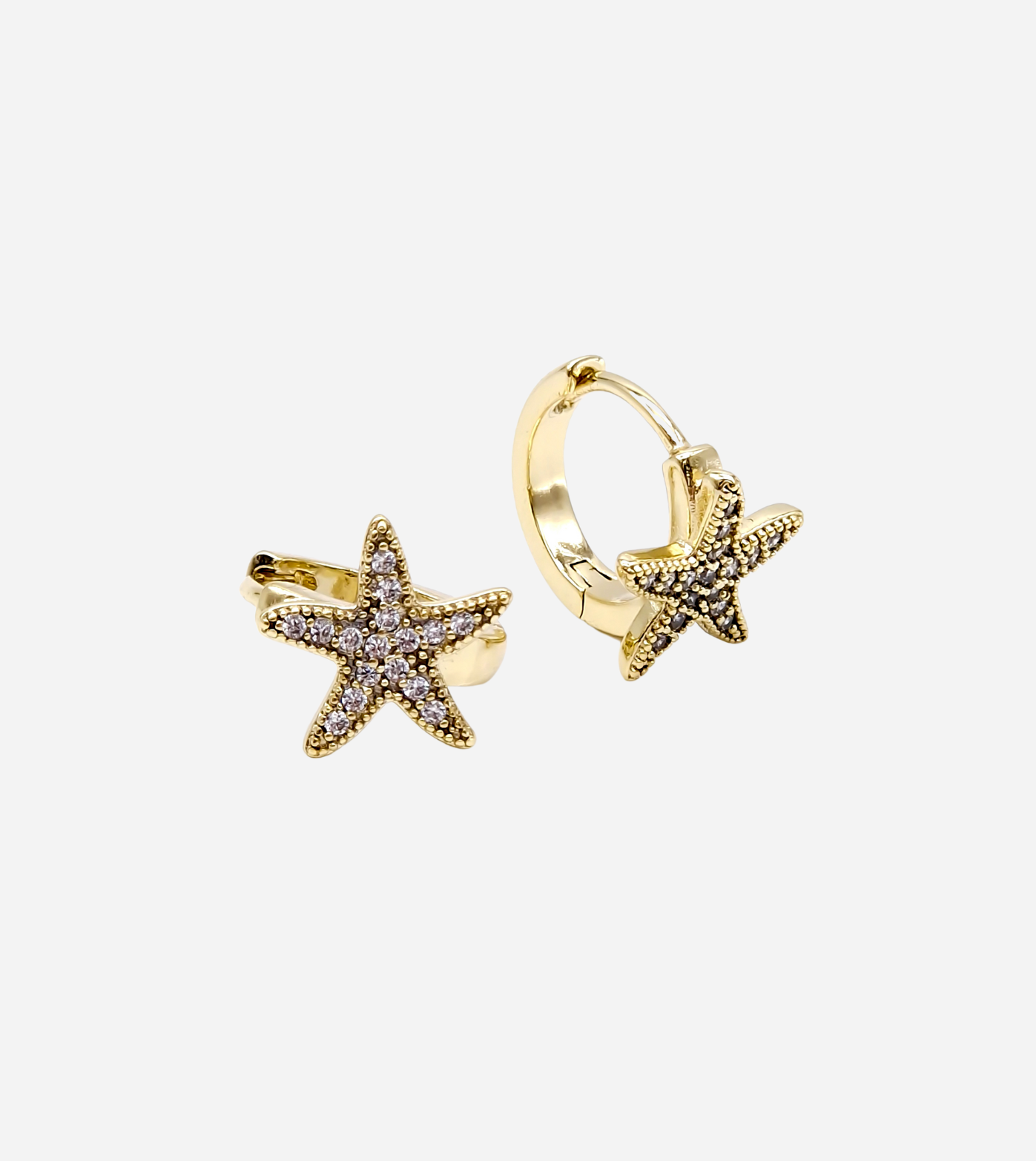 Zirconia Star Earrings | 14k Gold