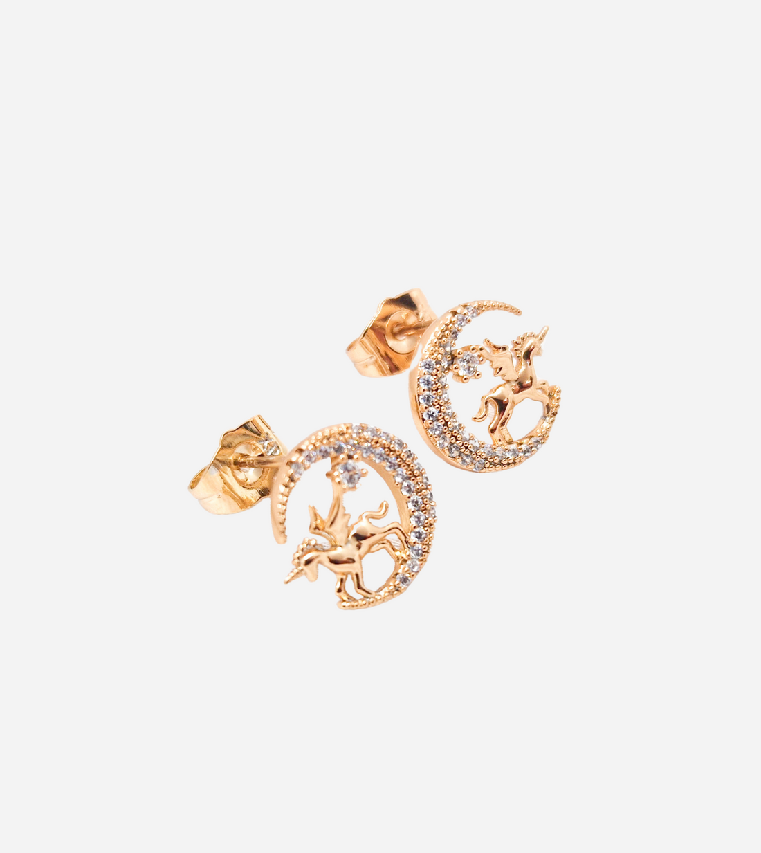 Unicorn Moon Stud Earrings | Rose Gold