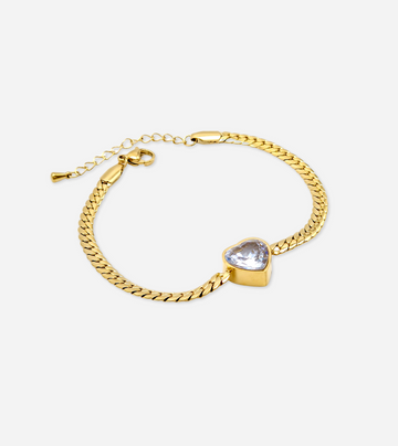 Zircon Heart Bracelet | 18k Gold