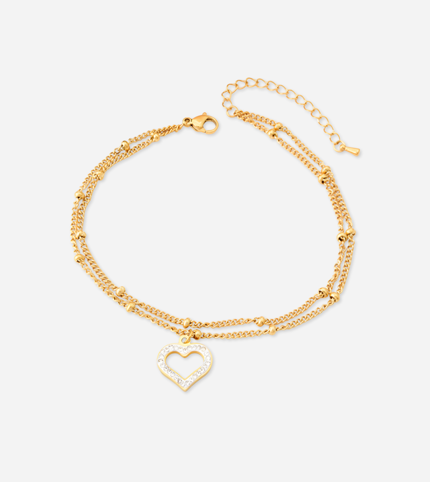 Zirconia Heart Anklet | 18k Gold